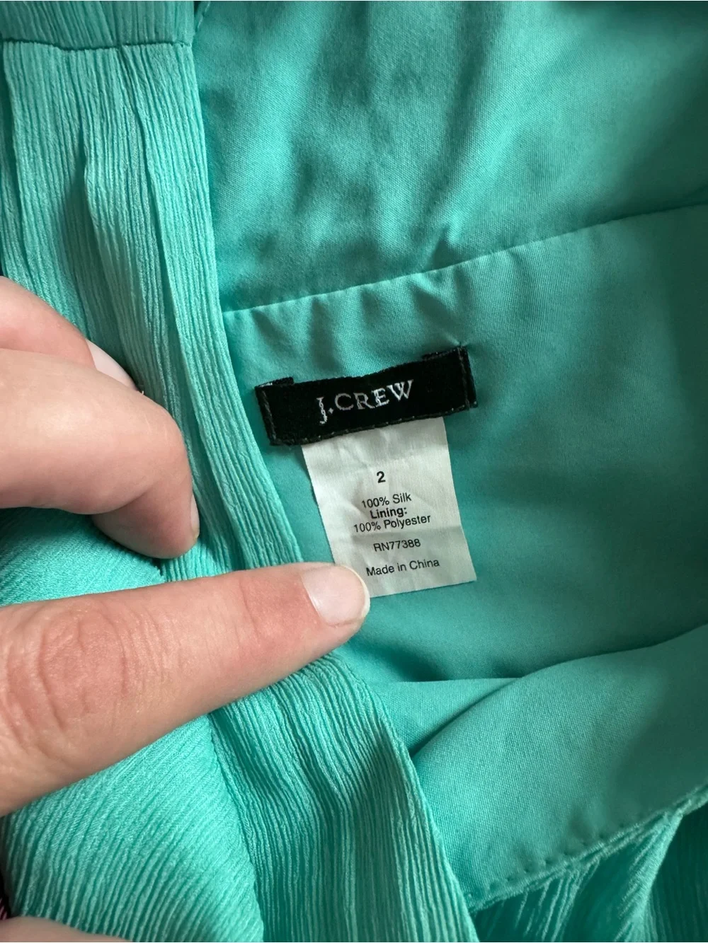 J.Crew Sophia Silk Chiffon Turquoise Aqua V-Neck Midi Dress Size 2